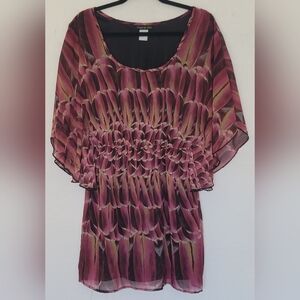 VTG Y2K Twenty-Six Feather print Tunic Dress